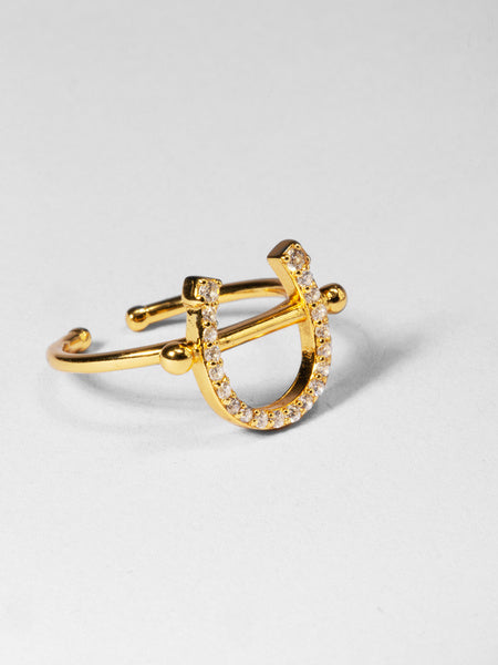 Pierced Horse Shoe Ring / Gold ( NEW )