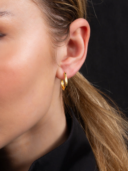 Oval Hoop Earrings / Gold ( NEW )