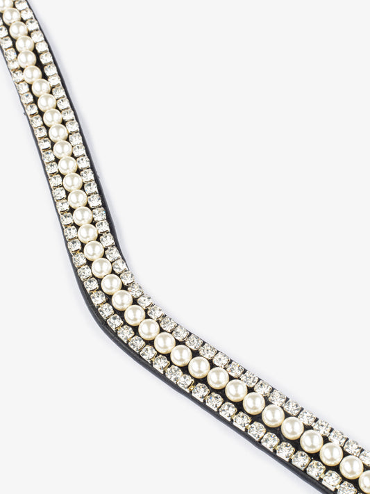 Browband Pearl / Black Leather