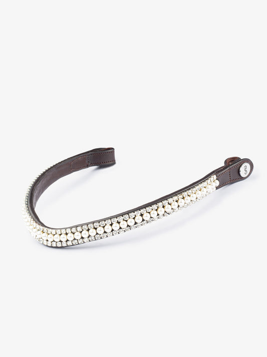 Browband Pearl / Brown Leather