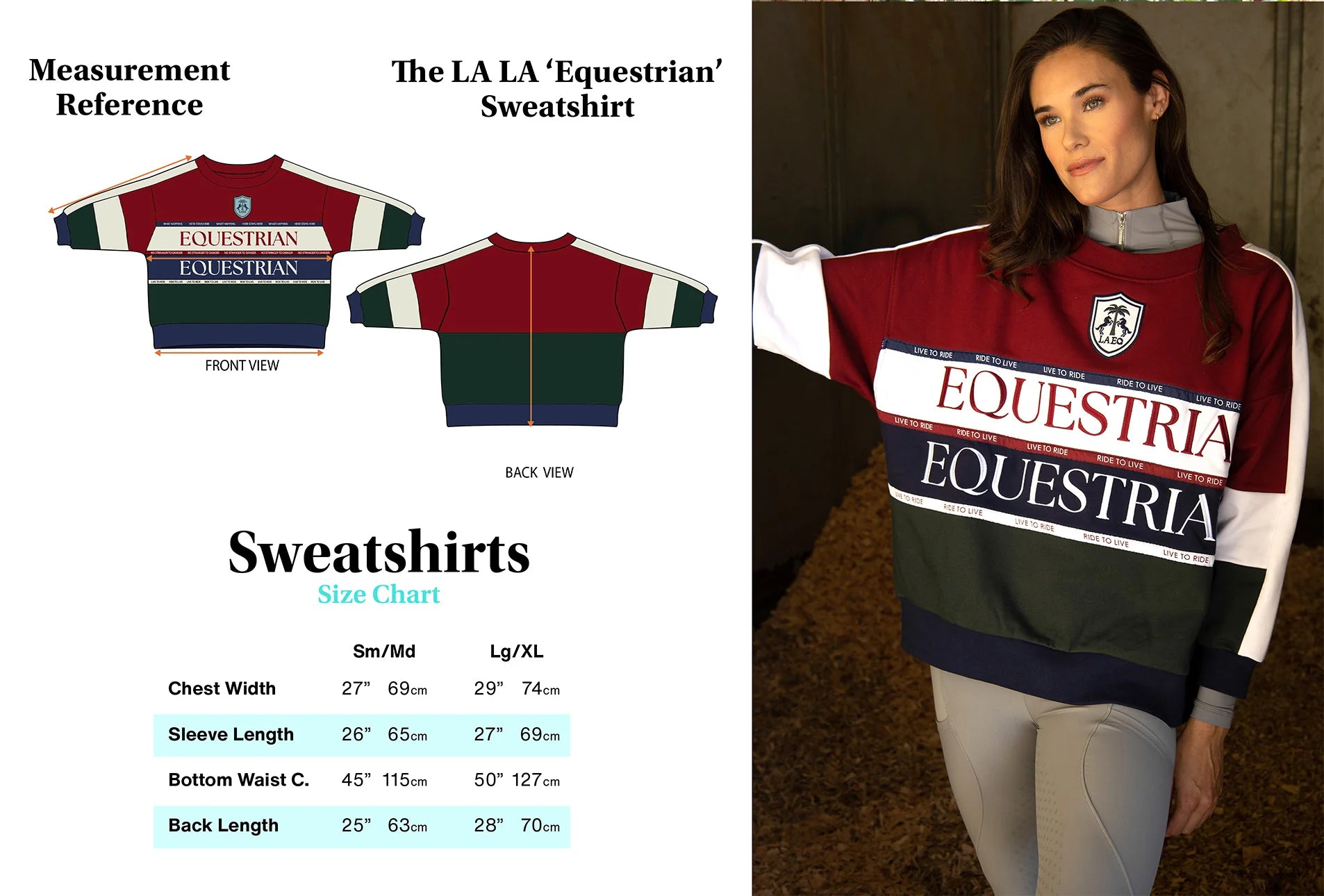 THE LA LA Sweatshirt / Equestrian , Burgundy