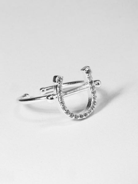 Pierced Horse Shoe Ring / Silver ( NEW )