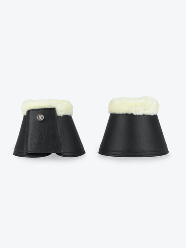 Padded bell boots with velcro fastening. Vegan leather surface and artificial sheepskin at top edge, and PS logo stud at front. 2-pack.