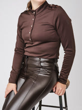 Load image into Gallery viewer, Stretchy long-sleeved top with stand-up collar. The epaulettes on the shoulders match the shirt&#39;s half placket – both with PS logo buttons and grosgrain ribbon. Slim fit and comfortable to wear both on and off the saddle.
