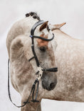 Load image into Gallery viewer, This hackamore has been designed to give your horse the best possibilities for top performance; function and style all in one piece. The hackamore noseplate can easily be replaced with either shiny croco leather, matte croco leather, sheepskin or our Swarovski crystal pieces.
