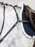 Load image into Gallery viewer, A well-worked breastplate, extra padded along the withers for additional comfort. The martingale is adjustable on both sides of the neck. The clever Snap It hooks make it unnecessary to open the reins to connect the equipment which is great both out of a practical and safety point of view.
